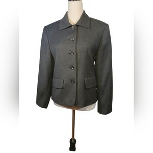 Vintage Grey Wool Tailored Suit Jacket. Size 12 Petite